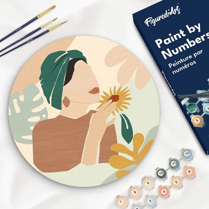 Paint by Number on Wooden Disc - Woman in Green Turban
