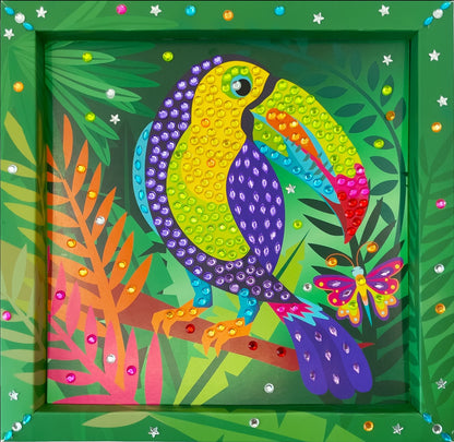 Kit créatif Tableau en Strass Toucan avec plus de 300 strass pailletés