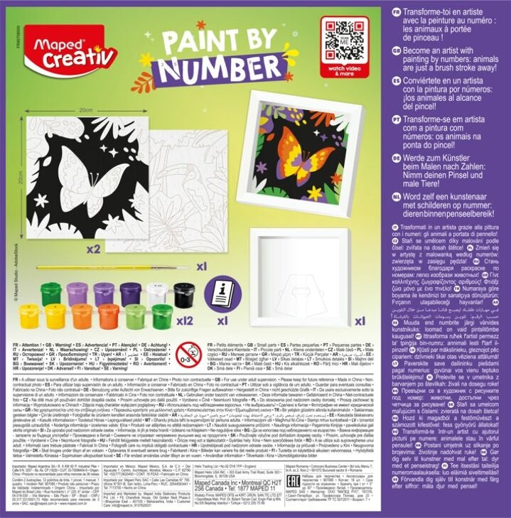 MAPED Creativ – Peinture au numéro Jungle Perroquet & Papillon – Kit créatif enfant dès 7 ans Maped