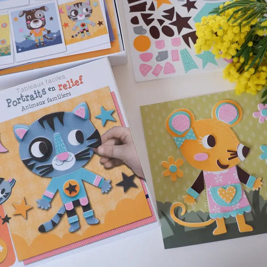 Portraits en relief – Animaux familiers (CREALIGN) | Coffret 5 tableaux Créa lign