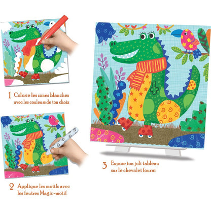Tableaux Faciles – Coloriage magique "Les Animocolo" (CREALIGN) | Coffret 6 tableaux feutrine Créa lign