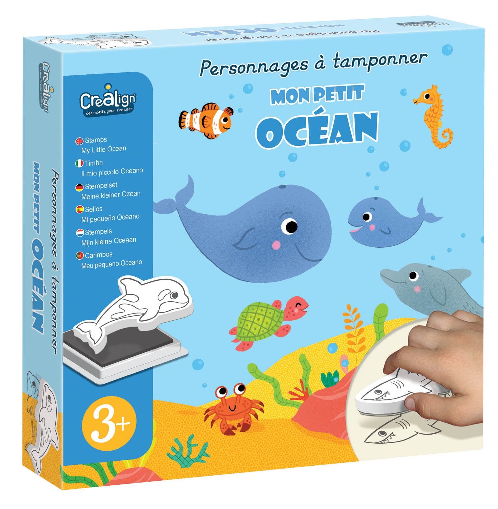 Personnages à tamponner – Mon petit océan (CREALIGN) | Coffret 10 tampons + encreur Créa lign