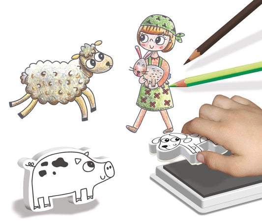 Personnages à tamponner – Ma Petite Ferme (CREALIGN) | Coffret 10 tampons + encreur Créa lign