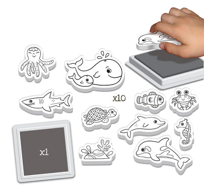 Personnages à tamponner – Mon petit océan (CREALIGN) | Coffret 10 tampons + encreur Créa lign