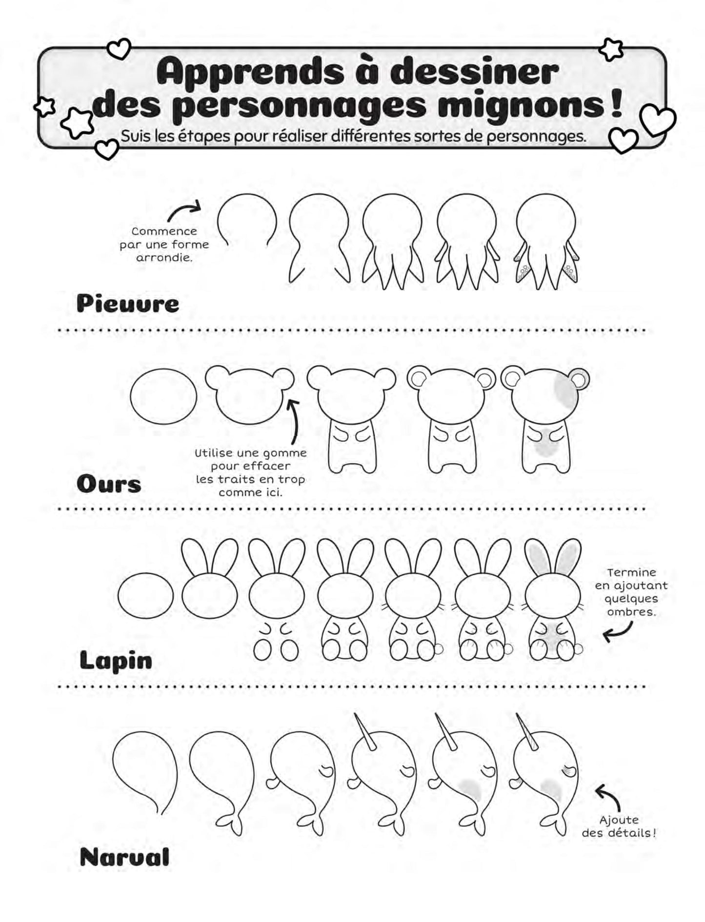 Planche de tatouages éphémères kawaii incluse