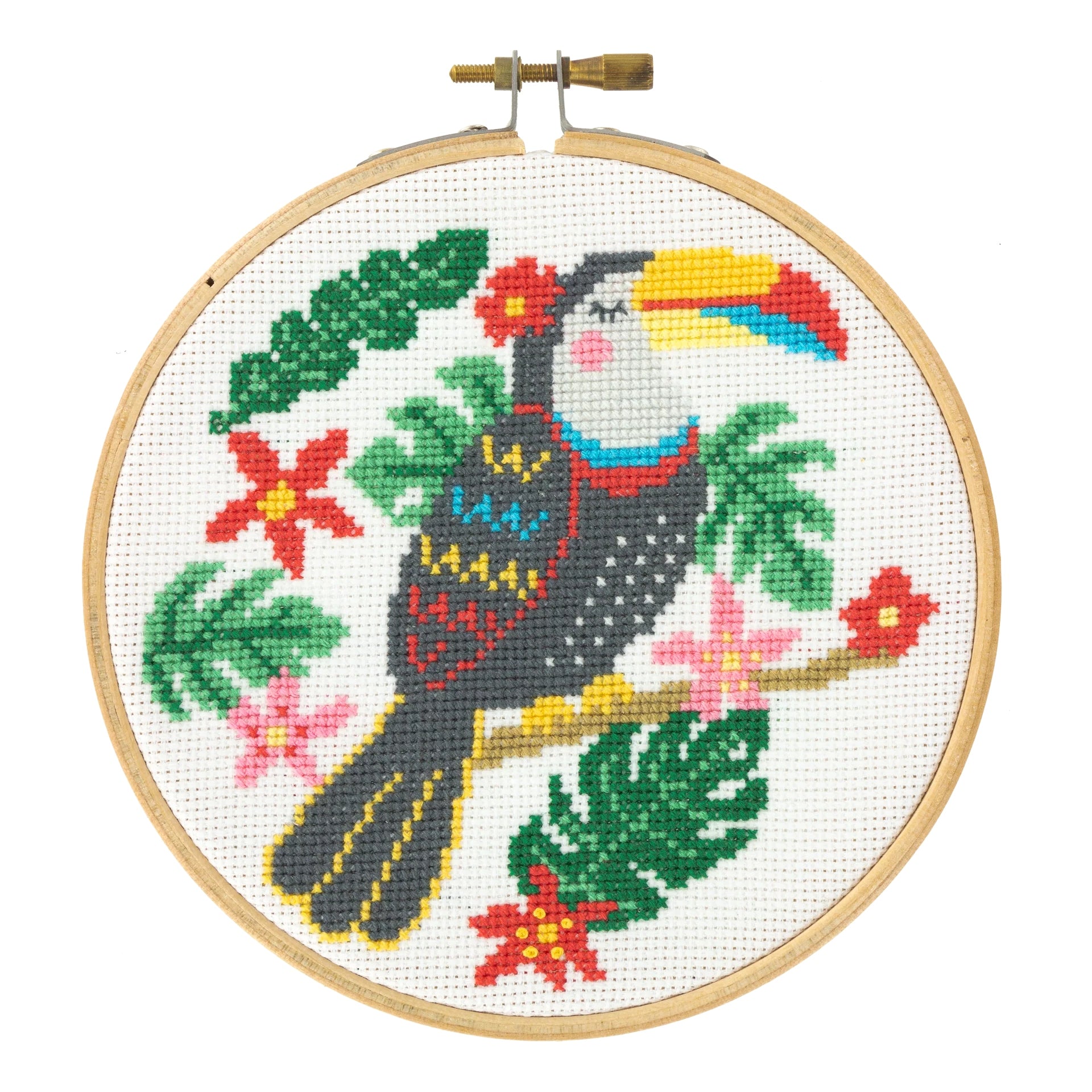 Kit Point de Croix “Bella” – Kit Broderie Débutant avec Tambour Bois Com'1 Idée