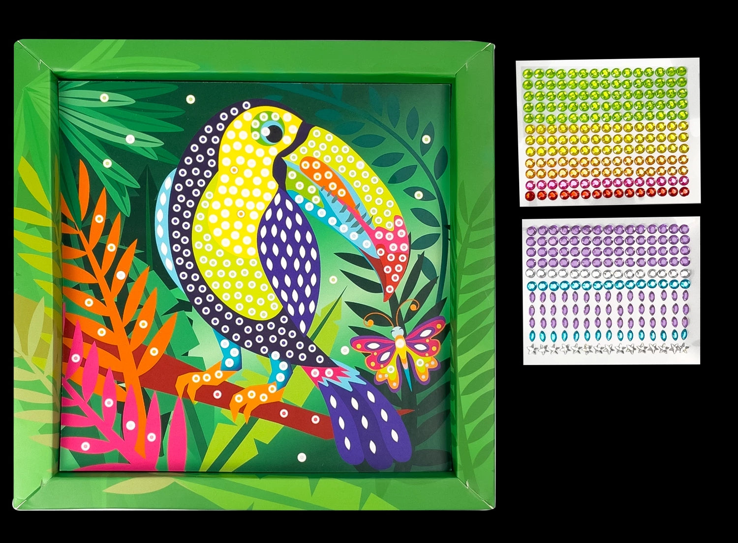 Illustration Toucan décorée avec des strass pailletés colorés