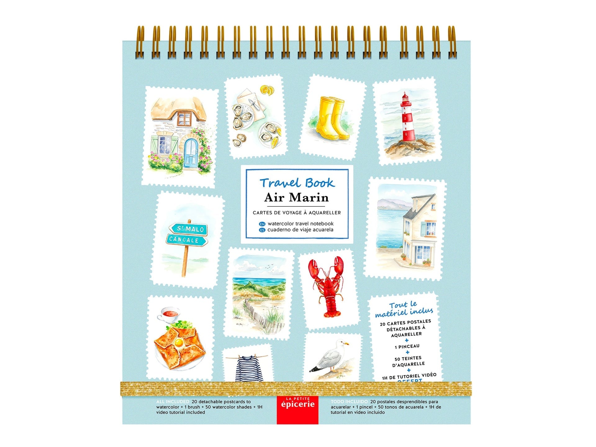 Carnet aquarelle nomade Travel Book Air Marin