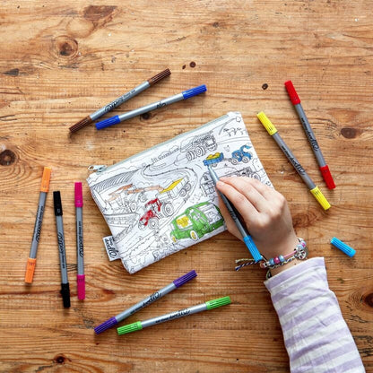 Trousse à colorier Véhicules – Cars, Trucks & Tracteurs lavable avec feutres eatsleepdoodle EU