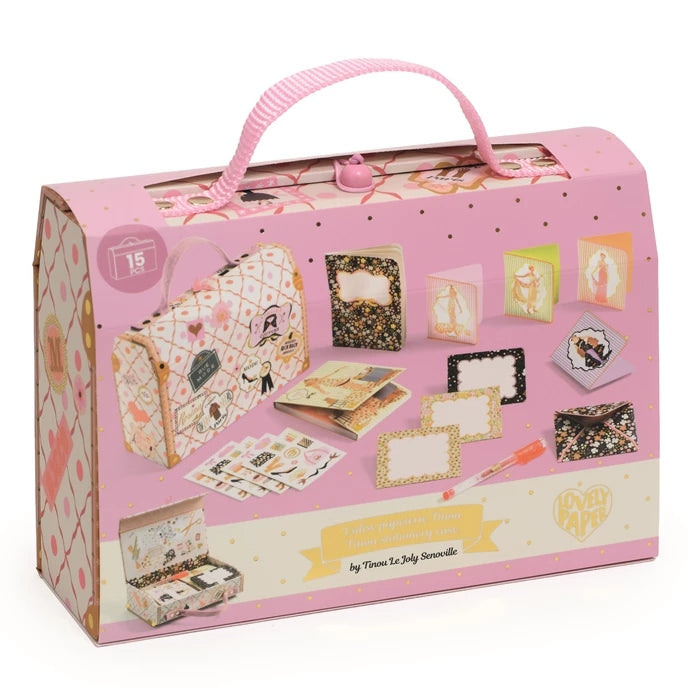 Valise de papeterie Tinou avec accessoires créatifs pour enfants
