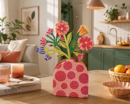 Vase rouge en bois à personnaliser avec des strass brillants