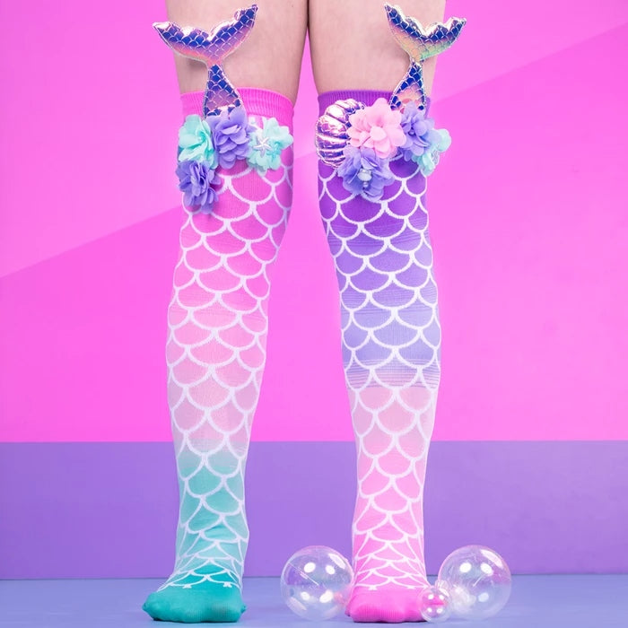 Chaussettes fantaisie MADMIA “Mermaid Tails” – queues de sirène 3D & coquillages MADMIA