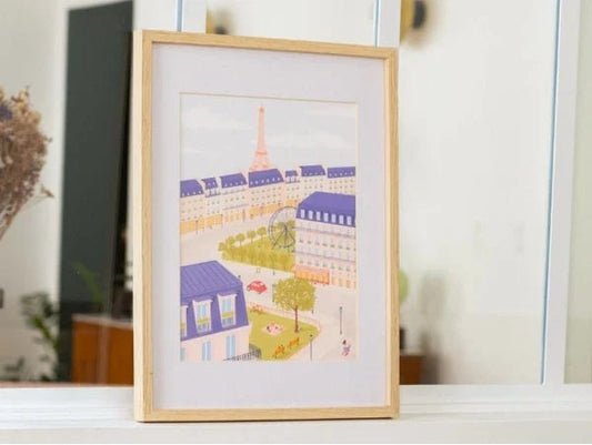 Illustration Paris avec Tour Eiffel et jardins fleuris