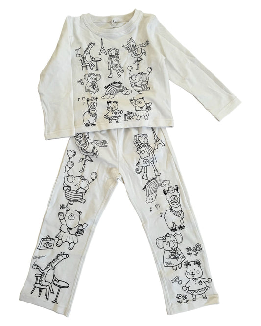 Pyjama à colorier "Animaux Rigolos" – Filles et garçons JOY!