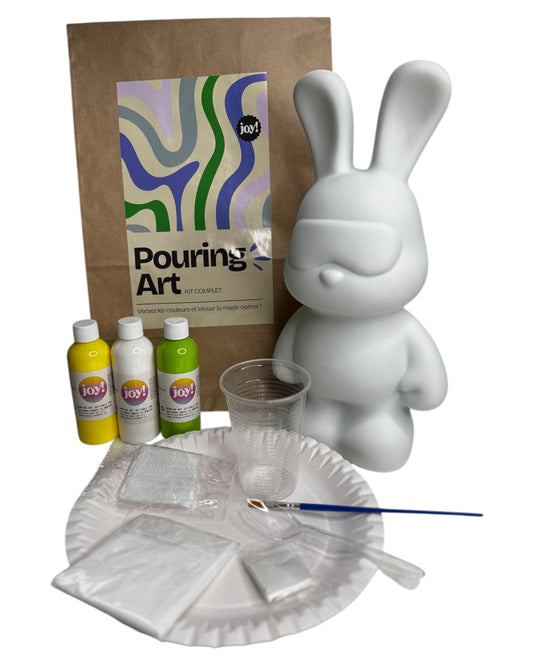 Kit fluid painting Lapin 33cm - Vert/Jaune/Blanc