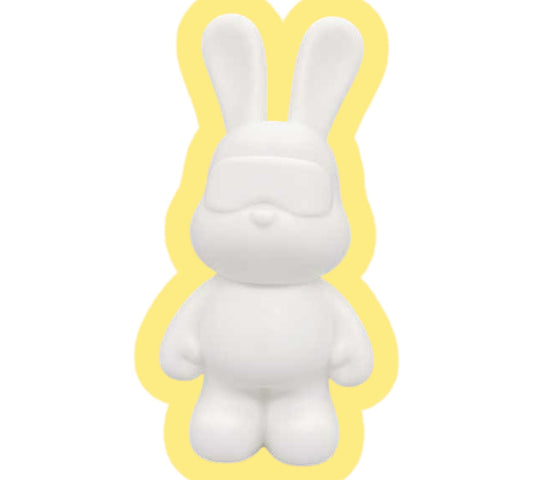 Kit fluid painting Lapin 33cm - Vert/Jaune/Blanc