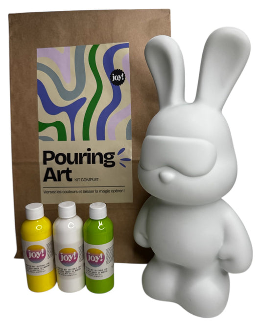 Kit fluid painting Lapin 33cm - Vert/Jaune/Blanc
