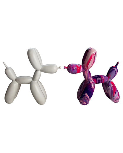 Kit DIY Pouring Art Chien Ballon– Crée ton œuvre chez toi ! Rose Fulo/Violet /Blanc