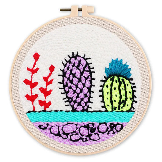 Punch Needle Cactus sur fond blanc Figured'art