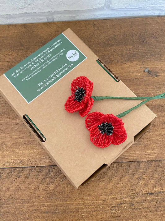 Kit de bricolage en forme de fleurs perlées - Coquelicot. Une idée cadeau créative. The Beadology Shop