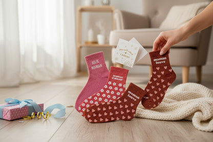 Coffret Trio Chaussettes Paillettes Fantaisie – Jolie Maman, Maman d’Amour & Maman Louve JOY!