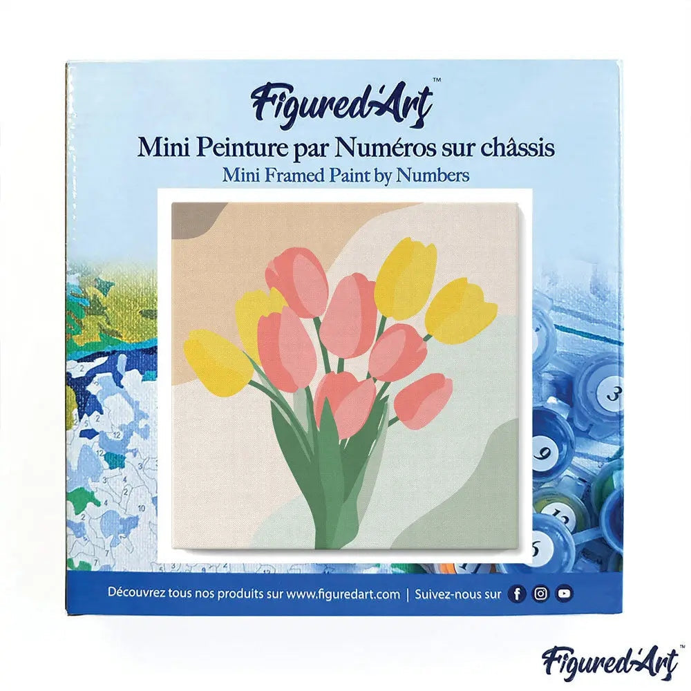 Mini Peinture par Numéros avec cadre Bouquet de Tulipes Figured'art