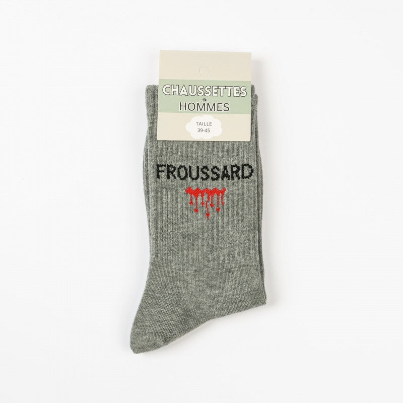 Chaussettes à message “FROUSSARD” – Cadeau drôle & confort 39/45 JOY!