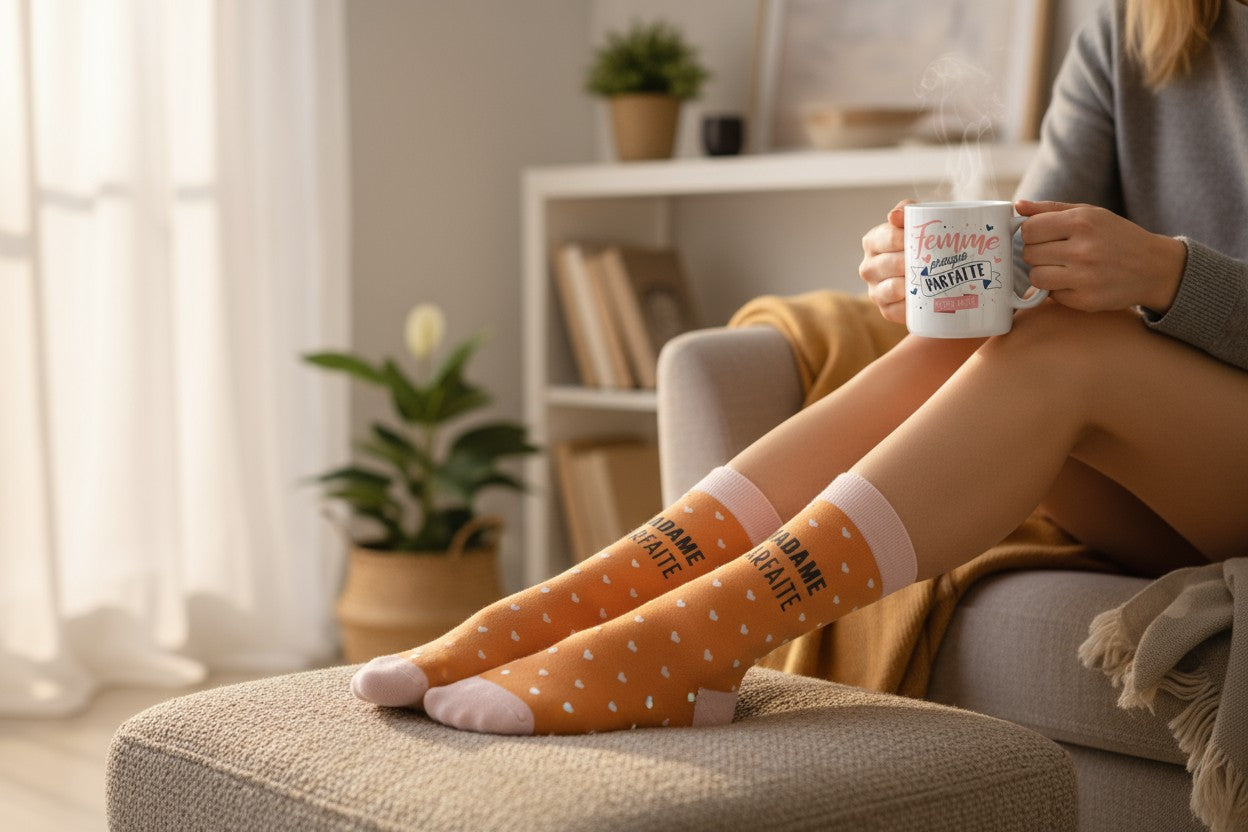 Coffret Mug & Chaussettes – Madame Parfaite | Cadeau Femme JOY!