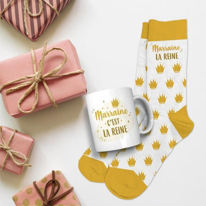 Coffret Mug & Chaussettes – Marraine La Reine | Cadeau Marraine JOY!