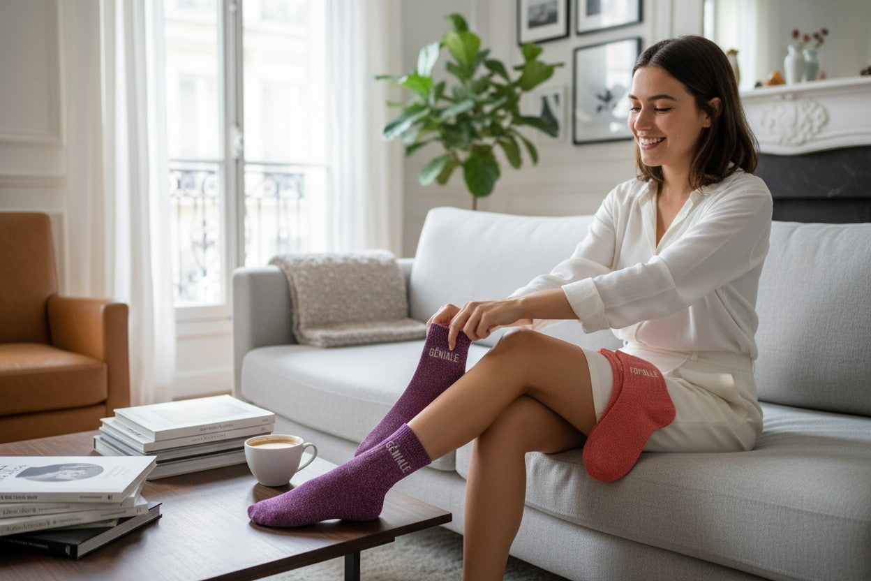 Coffret Trio Chaussettes Paillettes – Géniale / Fofolle / Déjantée (Taille 36-42) JOY!