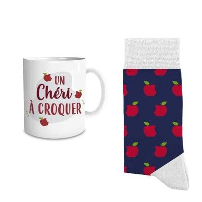 Coffret Cadeau Mug et Chaussettes – Un Chéri à Croquer | Idée Cadeau Couple JOY!