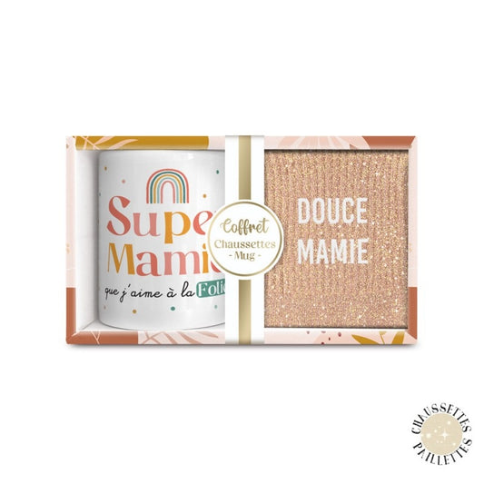 Coffret Mug et Chaussettes “Douce Mamie” – Cadeau Cocooning pour Grand-Mère JOY!