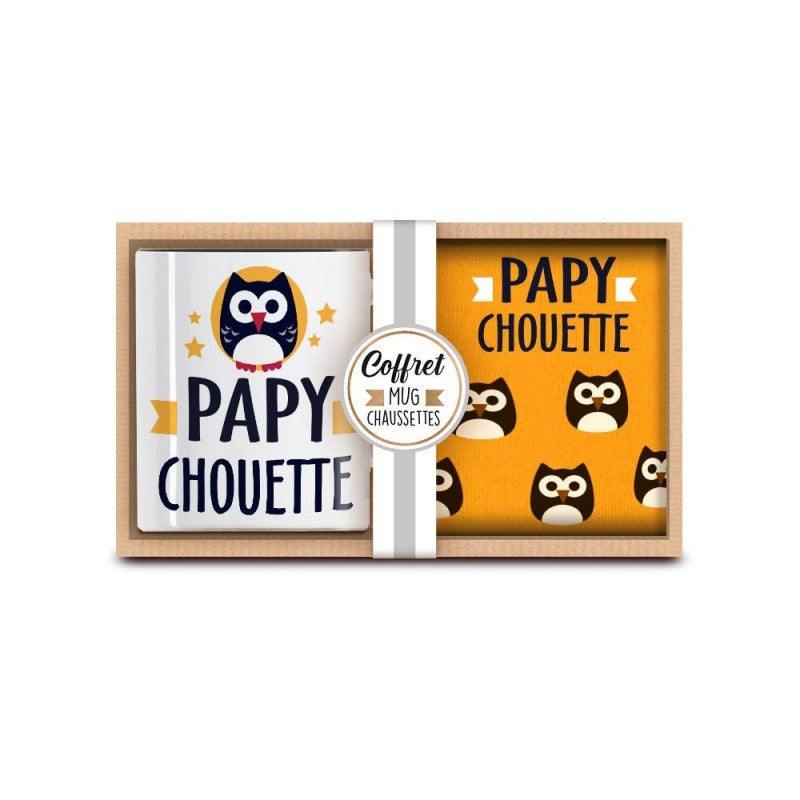 Coffret Cadeau Mug et Chaussettes – Papy Chouette | Idée Cadeau Papy JOY!