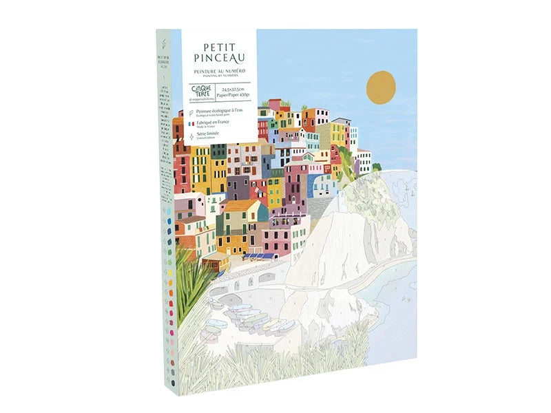 COFFRET PEINTURE AU NUMÉRO - PETIT PINCEAU - CINQUE TERRE PAR KENZIE ELSTON LA PETITE EPICERIE