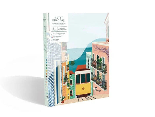 COFFRET PEINTURE AU NUMÉRO - PETIT PINCEAU - LISBON TRAM PAR VERO ILLUSTRATES LA PETITE EPICERIE