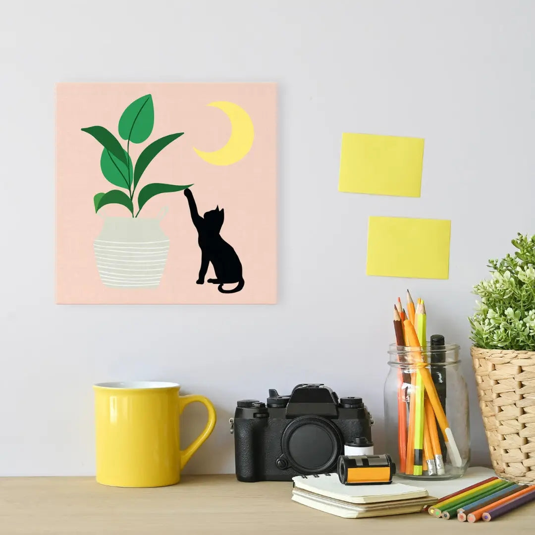 Mini Peinture par Numéros avec cadre Chaton et Plante Figured'art