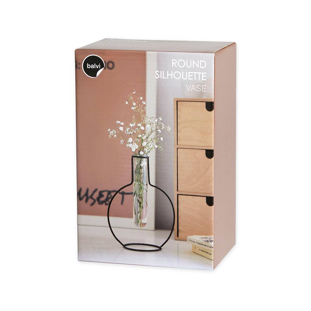 Vase Silhouette Ronde Noir – Balvi Métal & Verre Design Moderne 19 cm Balvi
