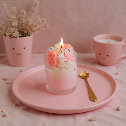 Bougies gourmandes Chantilly intégrées dans une déco kawaii et raffinée.