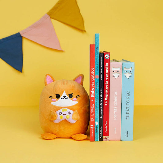 Serre-livres Kawaii Gamer Orange – Balvi | Chat décoratif & cale-porte doux Balvi