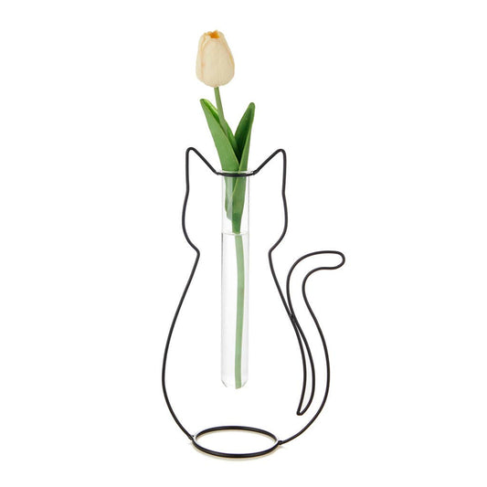 Vase Silhouette Chat Noir – Balvi | Vase décoratif métal et verre design Balvi