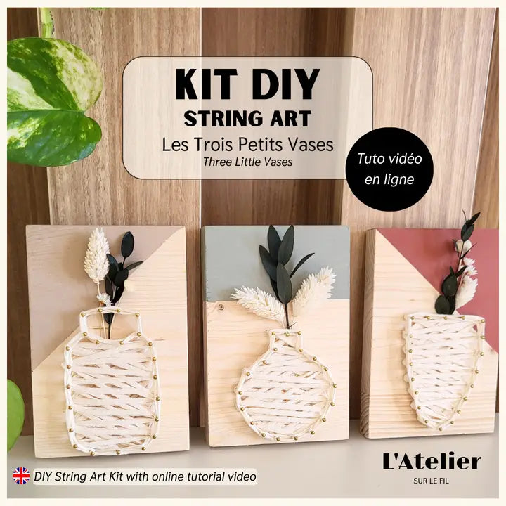 Kit DIY - String Art - 3 Vases | Kits d'artisanat L'atelier sur le fil