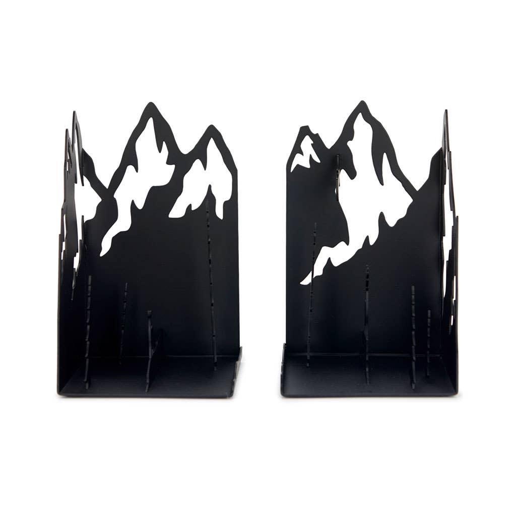 Serre-livres Montagnes Noir – Balvi | Métal Design Paysage Hivernal Balvi
