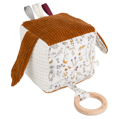 Kit couture cube d’éveil bébé Olympe – Jouet sensoriel Montessori en Liberty Com'1 Idée