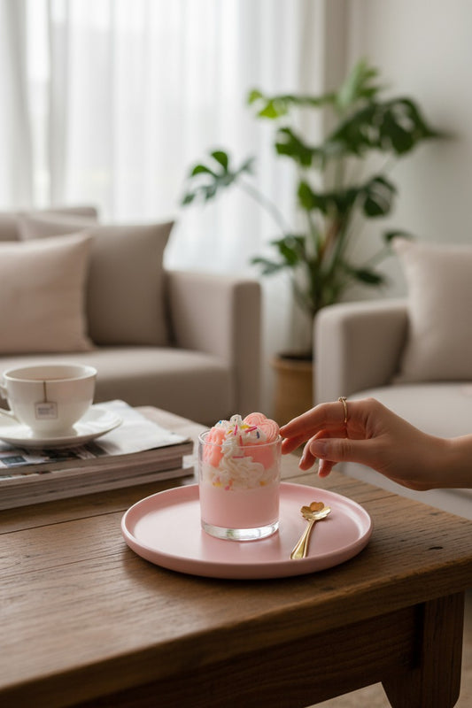 Bougie gourmande effet chantilly en cire réaliste. Déco kawaii raffinée et parfumée.