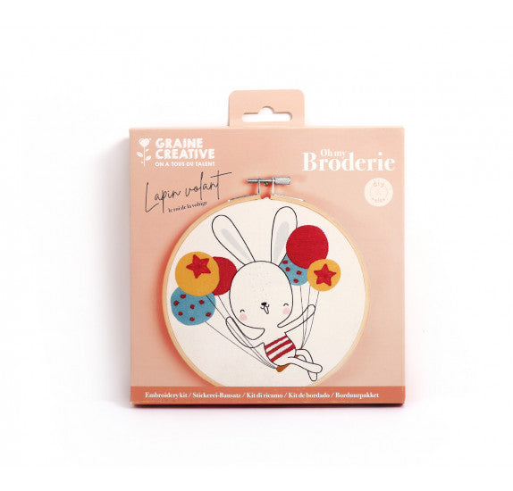 PARTIAL EMBROIDERY KIT FLYING RABBIT