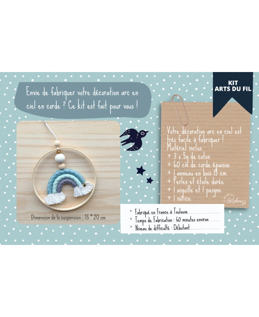 Kit créatif : Je fabrique ma Décoration Arc en ciel - Coloris Bleu La Maison des Makers