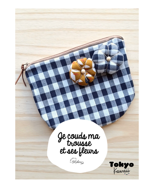 Creative kit: I make my Flower Brooch Pouch [Navy] - Tokyo Kawaii Collection
