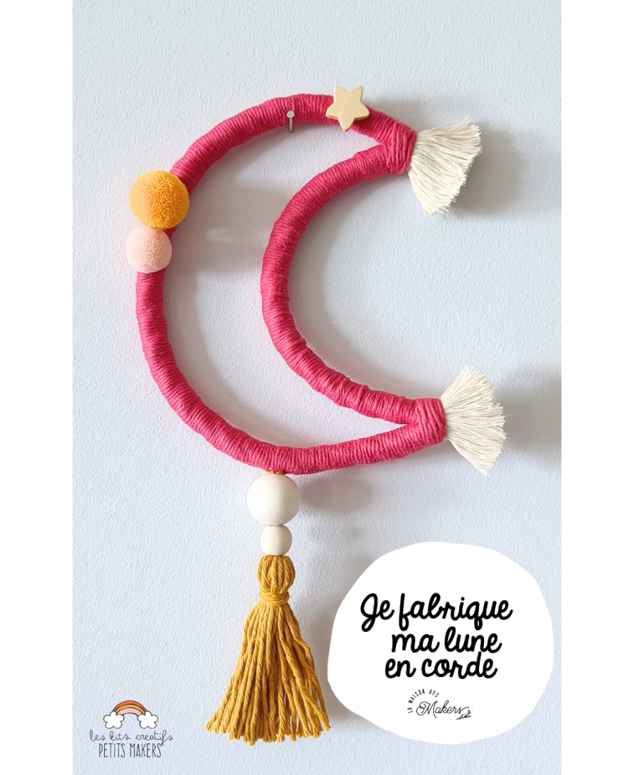 Kit créatif Petit Maker : Je Fabrique ma Lune en corde - Coloris Fushia La Maison des Makers