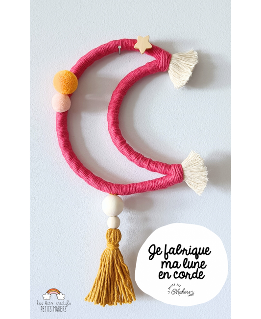 Kit créatif Petit Maker : Je Fabrique ma Lune en corde - Coloris Fushia La Maison des Makers