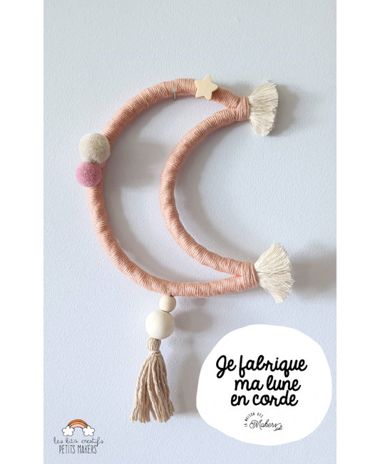 Kit créatif Petit Maker : Je Fabrique ma Lune en corde - Coloris Rose Poudré La Maison des Makers
